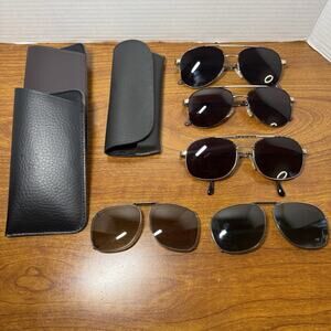 Looking Glass 8002 Lot Of 3 And Sunglasses Clip Full Rim Eyeglasses Frame & Case